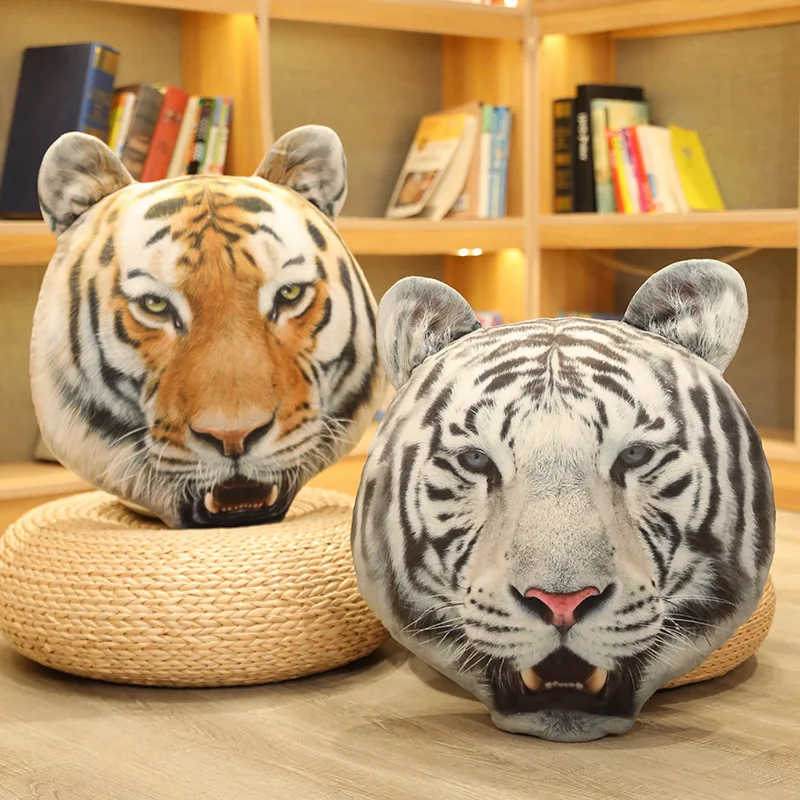 Simulation Tiger Head Plush Pillow Toy Real Life Stuffed Animals Tiger Plushies Throw Pillow Cushion Soft Kids Toys Home Decor surgical bed silicone position pad polymer gel position pad thyroid cushion head pillow