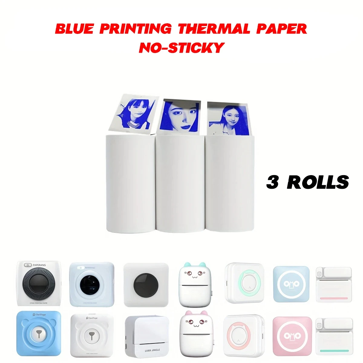 3rolls modrá na bělouš mini-printer tepelný papír pro průhledný a brambůrek knihtisk