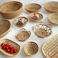 Household Snacks Storage Box Rattan Weaving Colorful Rattan Shell Tray Hand Woven Handwoven Rattan Woven Storage Tray 1