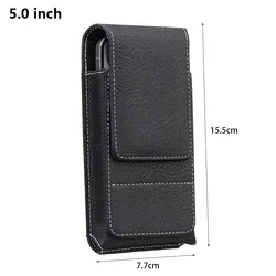 PU Leather Outdoor Waist Pack with Belt Clip - Universal Smartphone Pouch (Black 5.0inch)