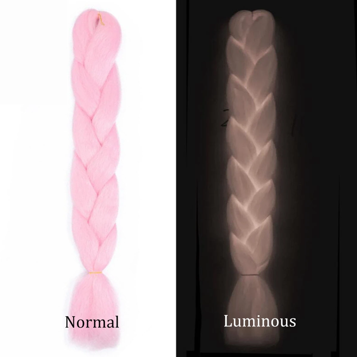 24inch Synthetic Christmas Braiding Hair Colored Braids Extensions Glowing Braiding Hair Shining Fluorescent Light in Darkness 3