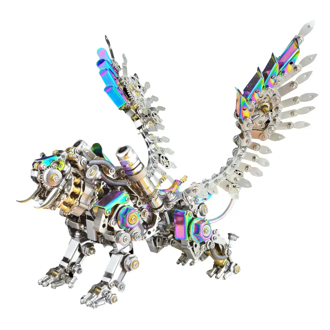 FANGZI 3D metalen puzzelset voor volwassenen, 700 delen, metaal, Bengaalse tijger met vleugels, 3D-puzzel, modelbouwset, adventskalender 2022, geschenk, ornamenten, metaal, tijgerkit