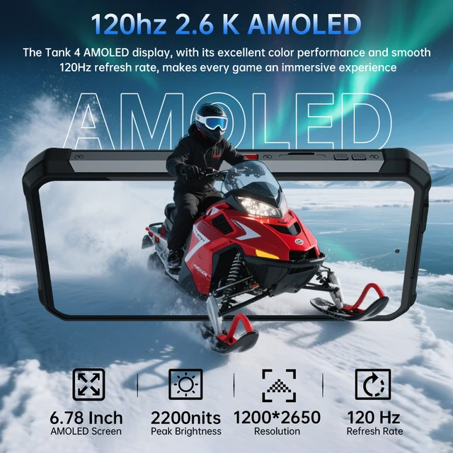 8849 Tank 4 Unihertz 5G robuste 24GB 512GB projecteur pour Smartphone 720P 100 Lumen 6.78 ''AMOLED Android14 11600mAh dimension 7300 4