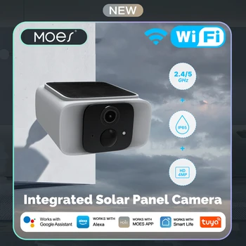 MOES Tuya WiFi 2.4GHz 5GHz Dual Band Smart Solar Power Panel Integrated Camera IP65 Waterproof APP Monitoring Alexa Google Home 1