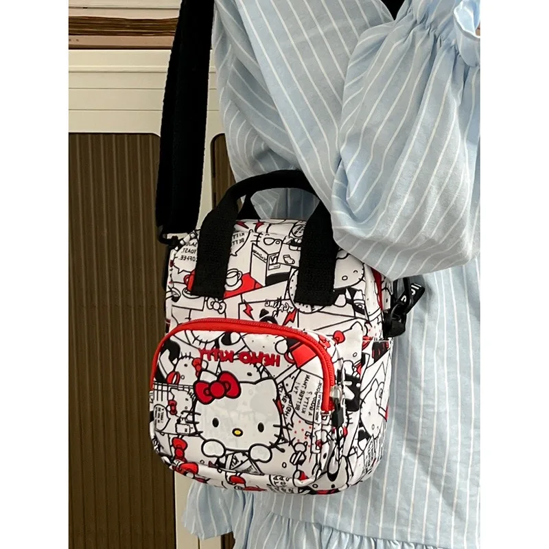 MBTI Hello Kitty Shoulder Bag Women Small Japanese Style Fashion Cartoon Print Crossbody Bag Nylon Cute Casual Female Coin Purse