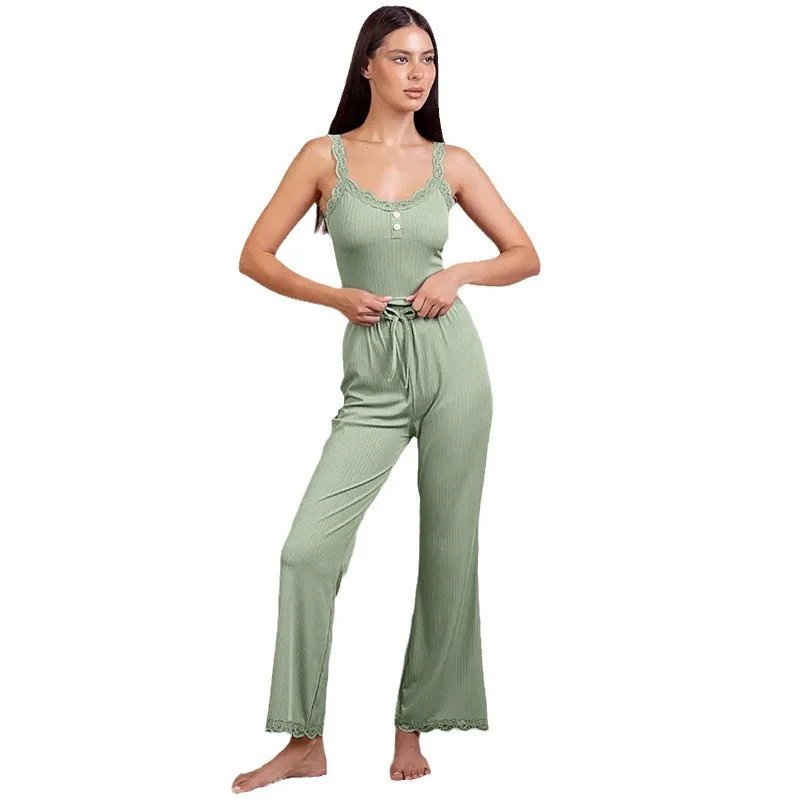 Women's Pajamas Set Summer Lace Suspender Top Sexy Spicy Girl Homewear Elegant Sleeveless Sleepwear Female Pajama Loungewear