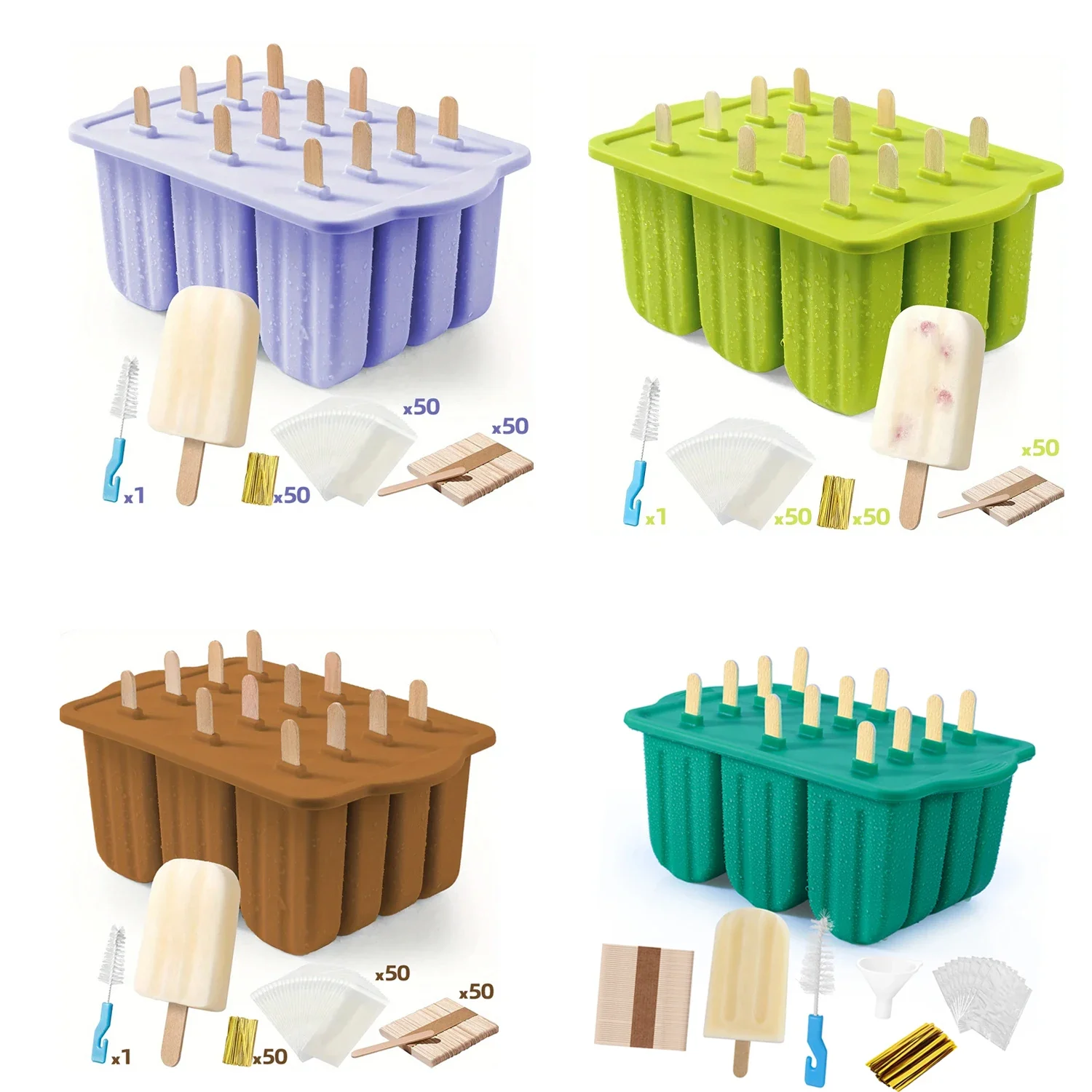 Popsicles Molds, 12 Pieces Silicone Popsicle Molds Easy-Release BPA-free Popsicle Maker Molds Ice Pop Molds Homemade Popsicle