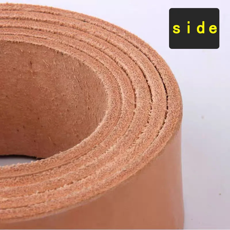 순수 소 가죽 원래 색상 야채 무두질 가죽 벨트 스트립 여성과 남성을위한 반제품 머리없는 바지 벨트 수제 DIY