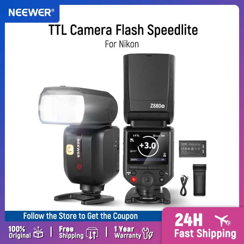 NEEWER Z880 76Ws 2.4G TTL caméra Flash Speedlite Compatible avec Canon/Nikon/Sony diffuseur et adaptateur lampe de modélisation UI améliorée