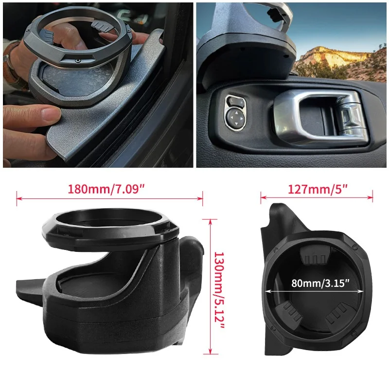 지프 랭글러(JL)/검투사(JT) 2018-2024 랭글러 액세서리 도어 컵 홀더용 컵 홀더