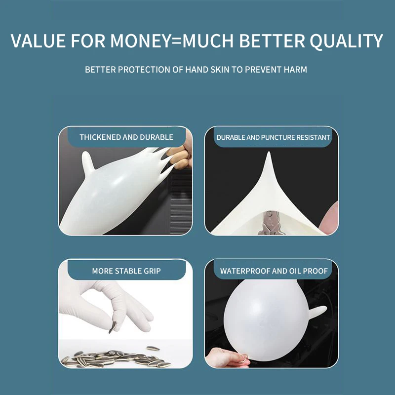 1-100pcs Rubber Gloves Individually Wrap White Aseptic Lab Surgery Nursing Gloves Multipurpose Waterproof Anti-static 4
