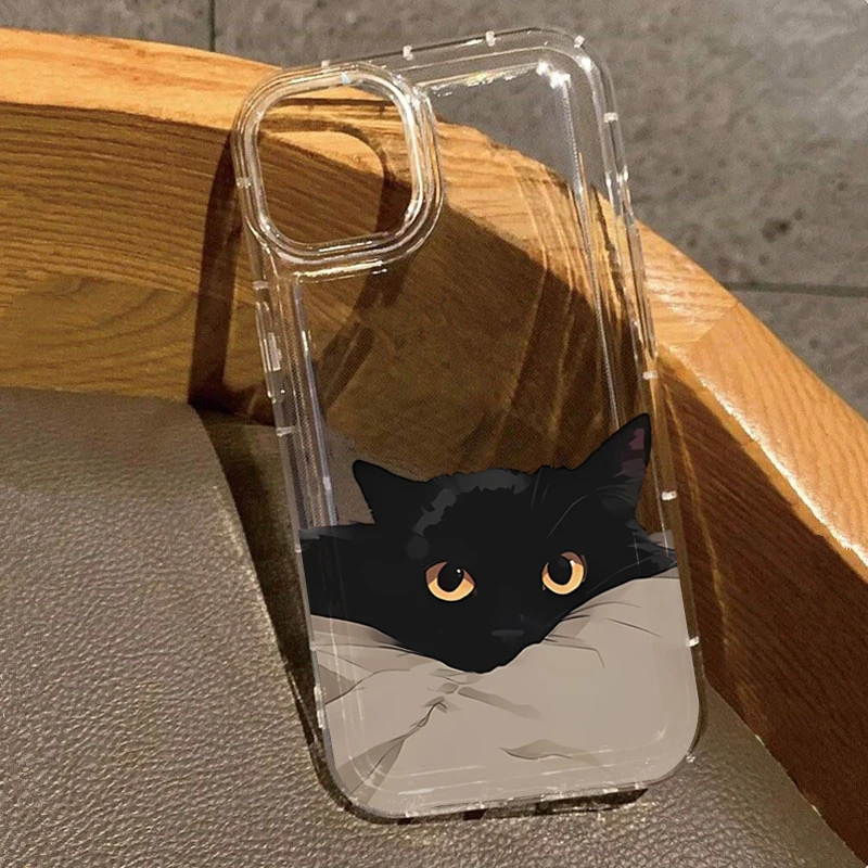 Cartoon Black Couple Cat Soft Phone Case
