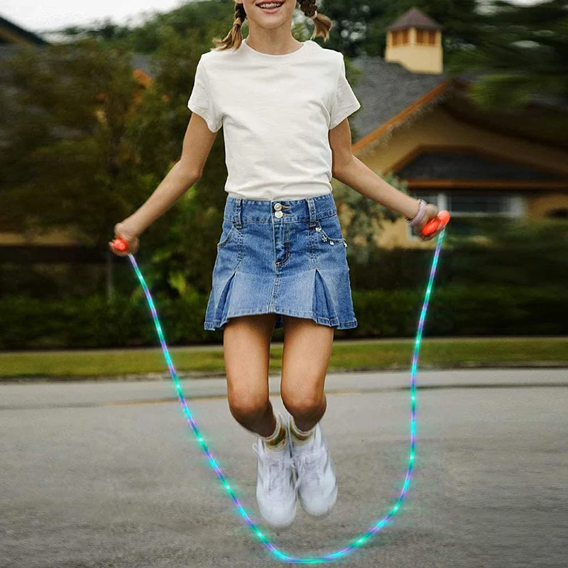 Crossfit Fitness Jump Ropes LED Light Up Skipping Kids Luminous Home School Children Body Exercise Rope Color Random jump rope