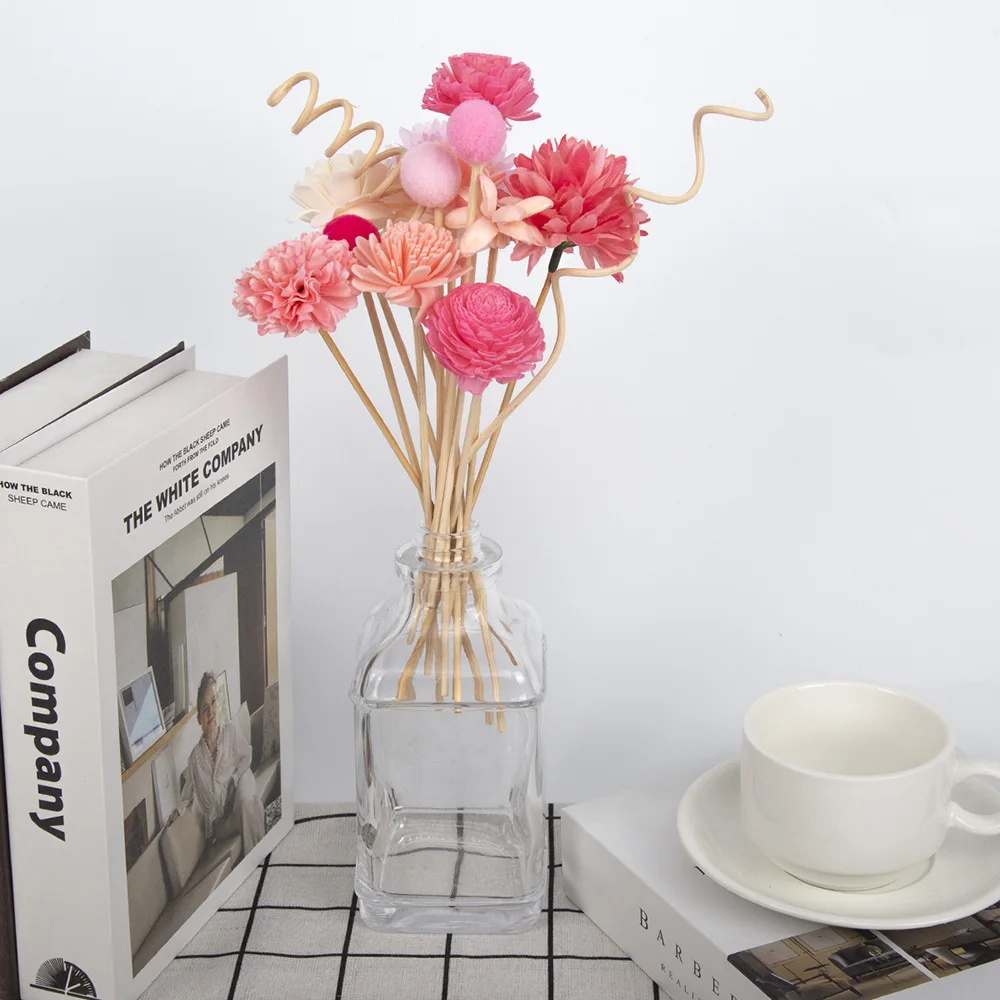 15PCS Pink Series Flower Rattan Sticks Fireless Fragrances Reed Diffuser Stick Diy Ornaments Home Decor for reed diffuser refill sticks