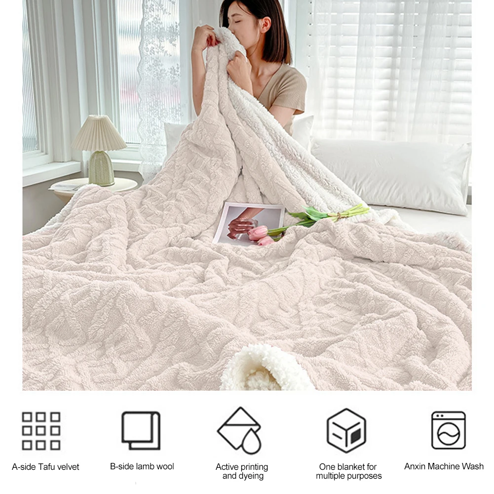 Soft Lamb Fleece Double Layer Thick Winter Blanket