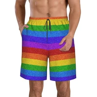 Mens Beach Board Short New 3D Print LGBT Rainbow Graphic Quick Dry Shorts Man Fashion Summer Personality Unisex Trunks
