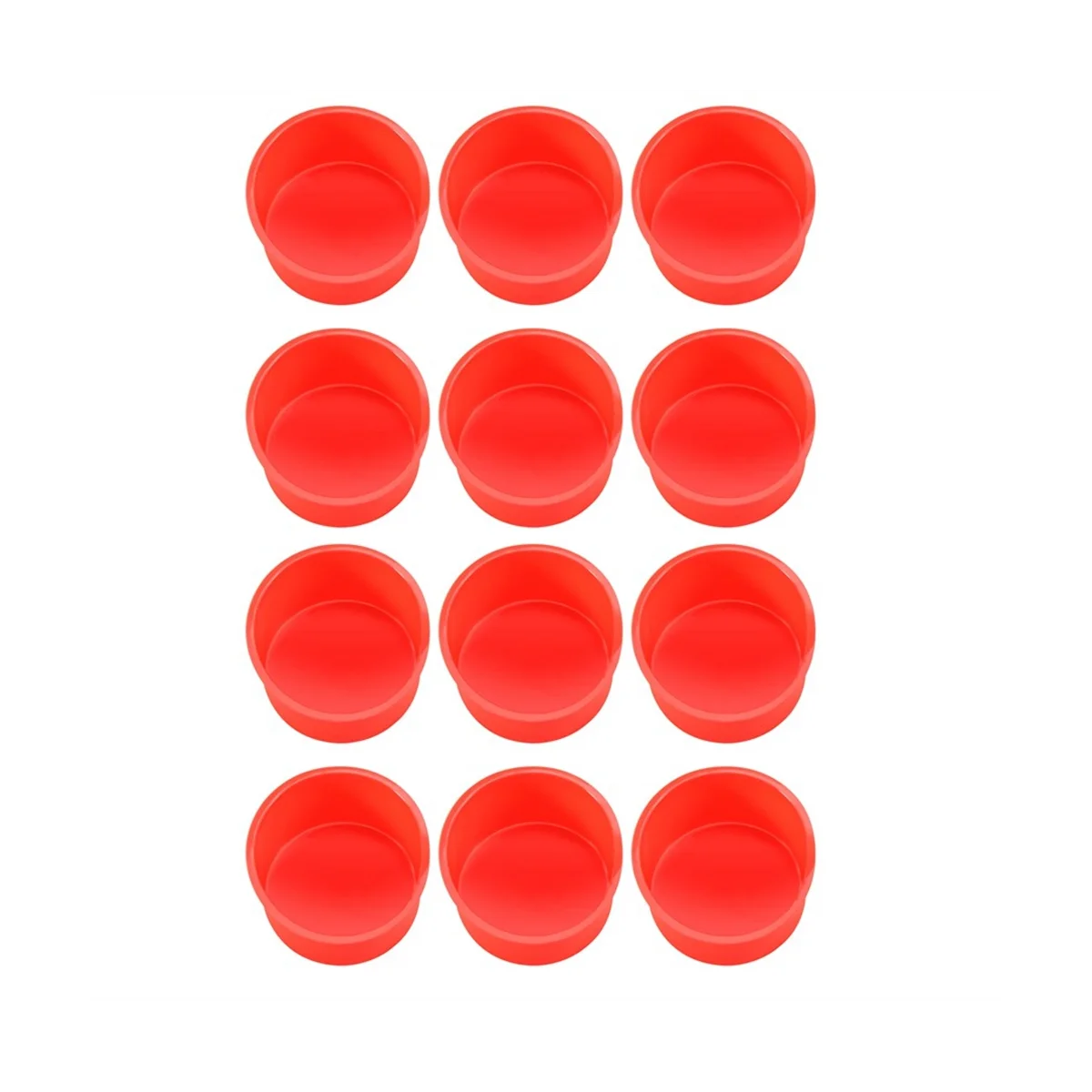 

12Pcs Mini Cake Molds 4 Inch Round Baking Non-Stick Silicone Baking Mold Bakeware Reusable,Red