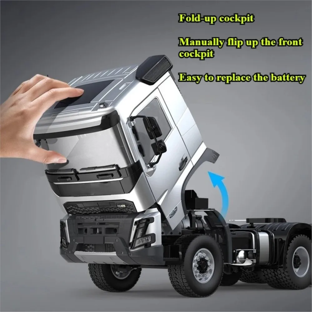 2단 변속 더블 E E013 1/14 무선 조종 트랙터 트럭 6X4 FMX RC 자동차 변속기 차량 모델 금속 섀시 레일