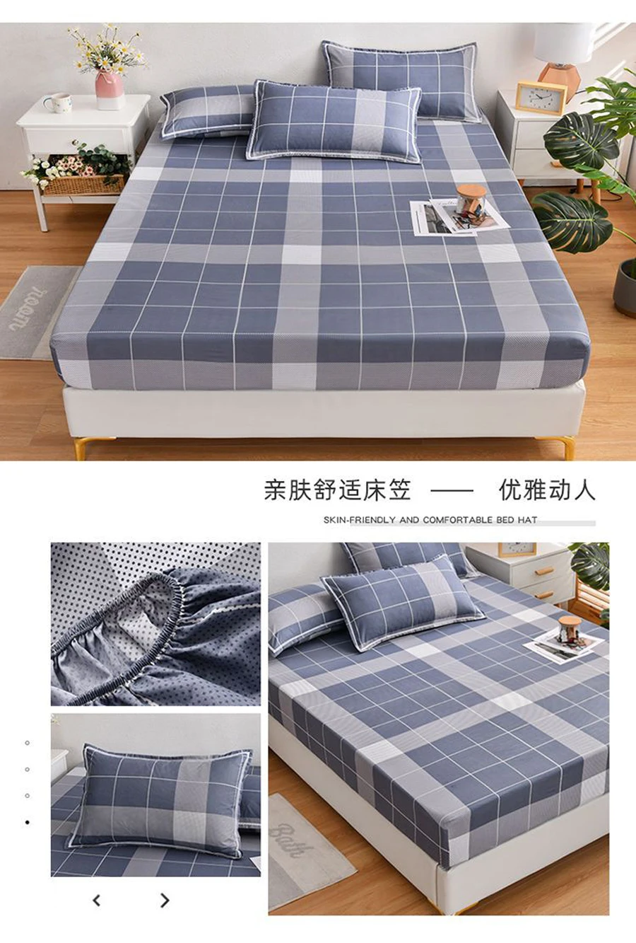 WASART Geometrisch bedrucktes elastisches Spannbettlaken, Matratzenschoner für Paare, 2-Personen-Luxus-Doppelbettlaken, King-Size-Größe 90/180 – Detail 6