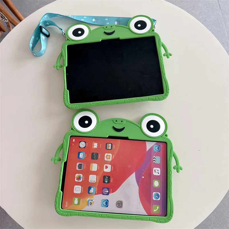 Cartoon Cute 3D Frog Soft Silicone Tablet Case with Bracket