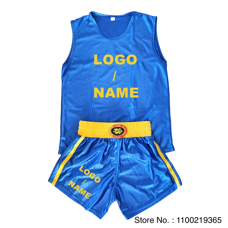 Boxing Shorts and Vest Muay Thai Shorts Sanda Wushu Martial Arts Clothing Kids Adult Gym Team Fight Kickboxing Pants