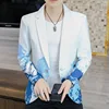 Blazer New Men's Fashion Business Gentleman Slim Print British Style Outdoor Performance Trend Wedding Banquet Casual Blazer 4