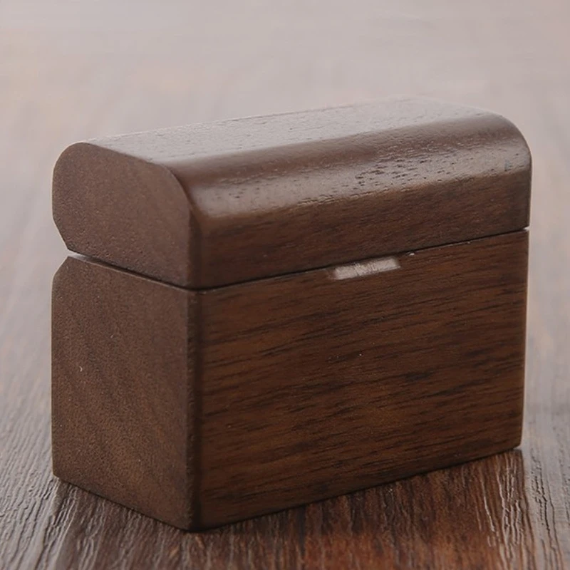 Request Wedding Jewelry Black Walnut Solid Wood Wooden Personalized Vintage Ring Portable Storage Display Box Gift Wholesale