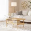 Sonia Coffee Table with Storage Shelf, Light Wood/Rattan 6