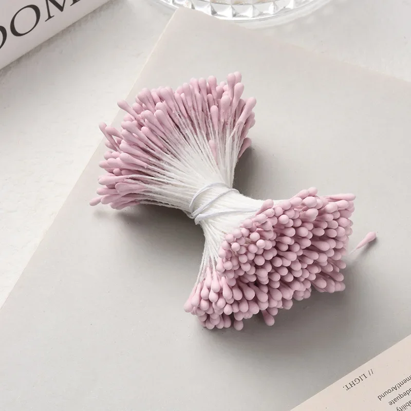 400pcs 1.5mm Mini Pearl Flower Stamen Pistil Double Heads Wedding Home Decorations DIY Crafts Scrapbooking Fake Flowers