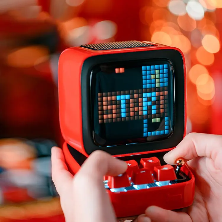 

Divoom DITOO Пиксельная Беспроводная Bluetooth-Колонка Китайская Красная Механическая ретро мини-модель компьютера умная Колонка будильник