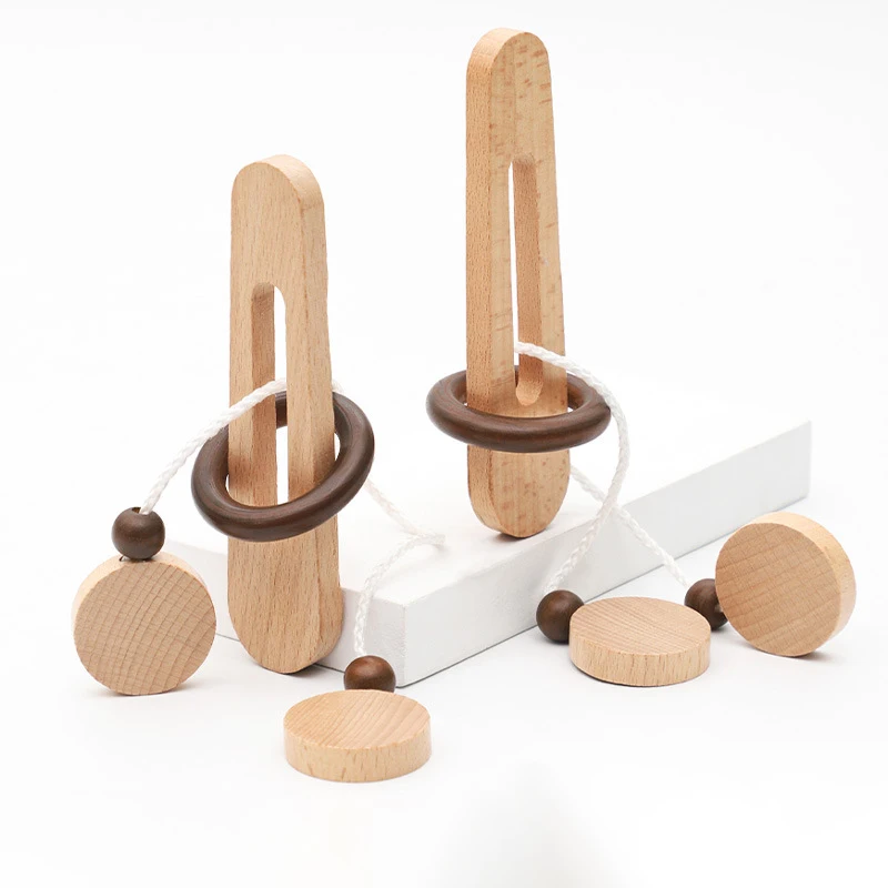 Intelligent Unlock Toy Kong Ming Lock Brain Teaser IQ Puzzles Wooden Toys Montessori Children Adult Decompression Thinking Games 4