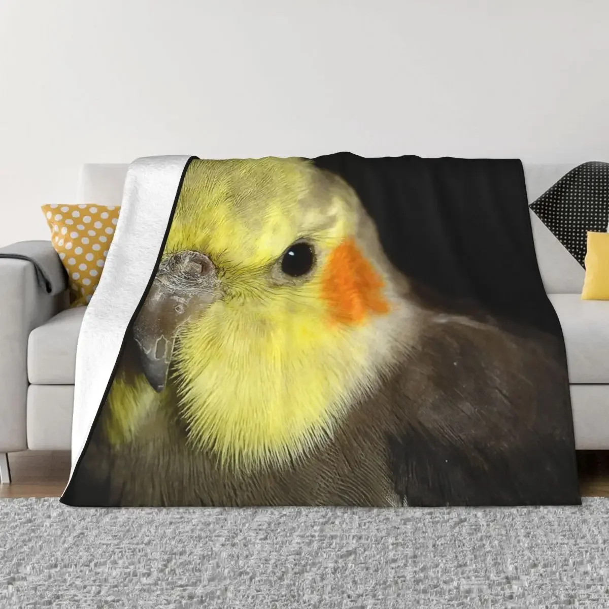 

Cockatiel Portrait Throw Blanket Cute Plush Fluffy Shaggy Blankets