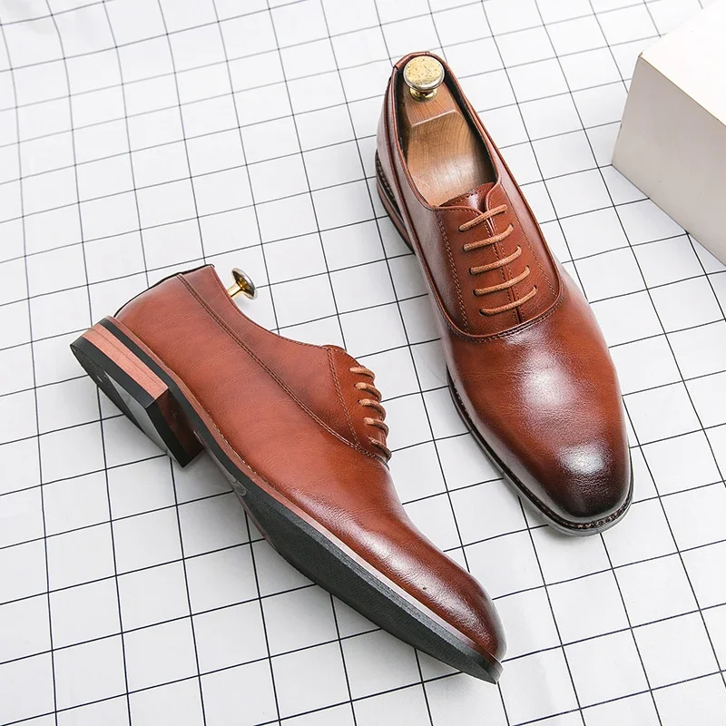 Leather Shoes Italian Mens Wedding Oxfords Shoes Luxury Genuine Leather Handmade Comfortable Quality Elegant Office Formal Shoes Man Size 46