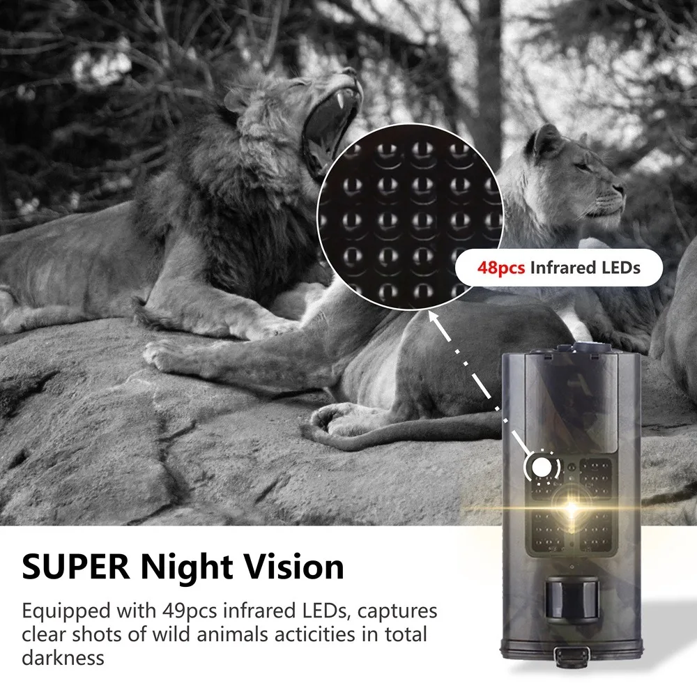Outdoor 16MP HD 1080P Hunting Trail Camera Night Vision IP56 Waterproof 0.5s Trigger Time Photo Trap Game Wildlife Camera