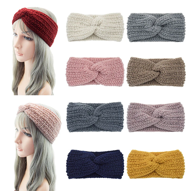 

Knitted Headband Hair Accessories Elastic Hair Bands Cross Headband Yoga Hair Bands Solid Color Western Style Elastic Comfort