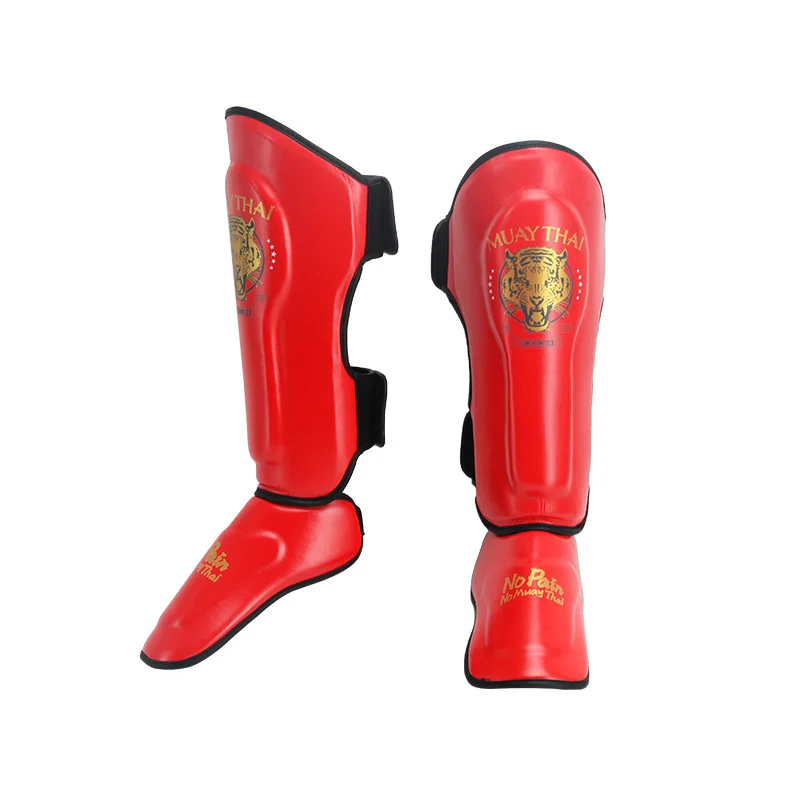 Muay Thai Children's MMA Boxing Shin Guard Instep Leg Protector Pads PU Leather Thicken Kick Foot Training Support Leg Warmers