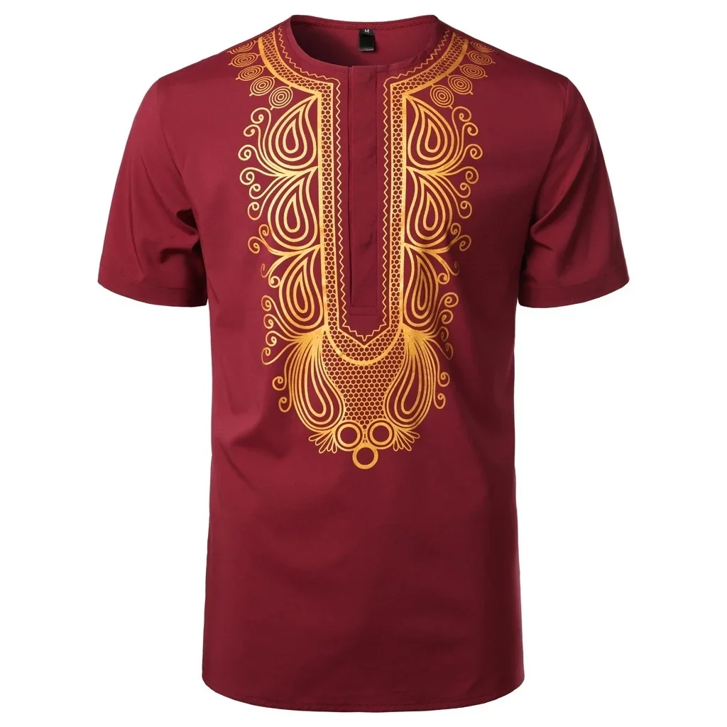 African Style T-shirt Men's 3D Printed Summer Short Sleeve Round Neck Top 3