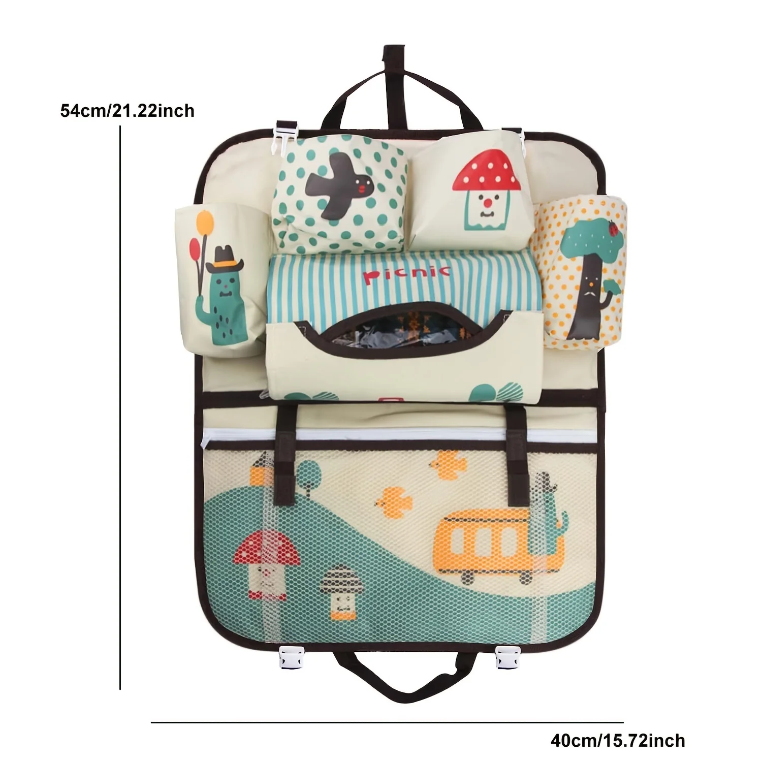 Cartoon Baby Car Seat Back Storage Bag Large Capacity Multi-functional Hanging Bag Kids Auto Seat Organizer Toddler Travel Box