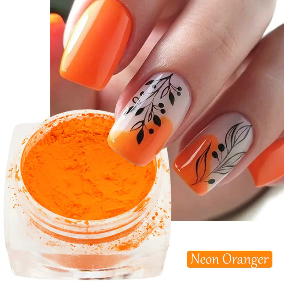 Colour Neon Phosphor Pigment Nail Glitter Shinny Effect Chrome Dust Fluorescent Nail Powder Gel Polish Manicure Nails Decoration