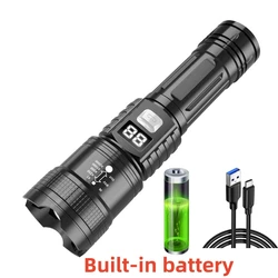 Ultra - Bright Rechargeable LED Flashlight with Built - in Battery - Multifunctional Torch Lamp for Camping and Emergencies (1pcs)