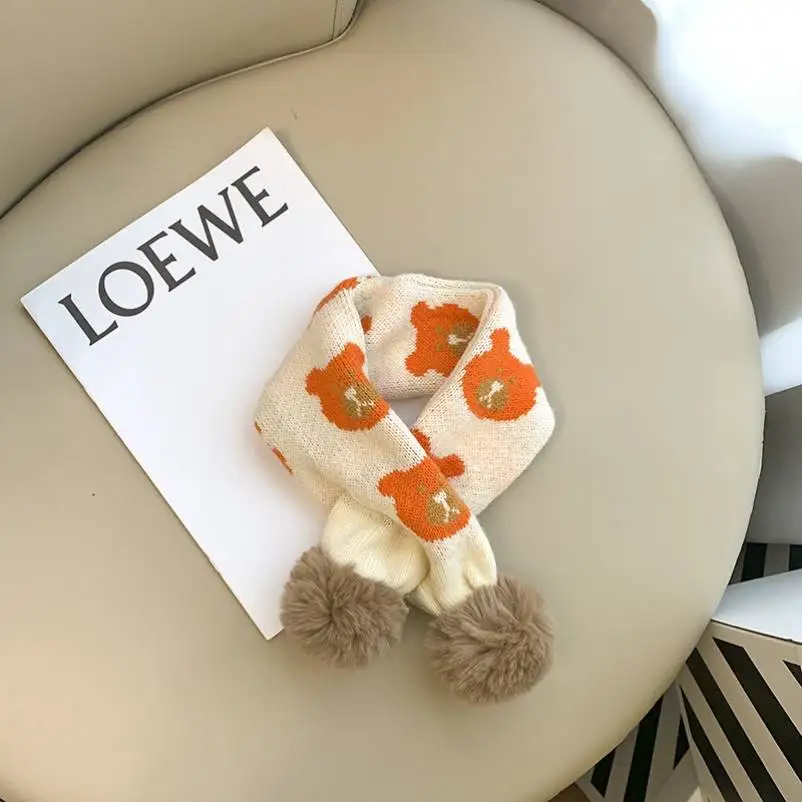 Candy Color Baby Knitted Scarf Autumn Winter Warm Scarves for Toddler Boy Girl Korean Ins Kids Children Cross Neckerchief