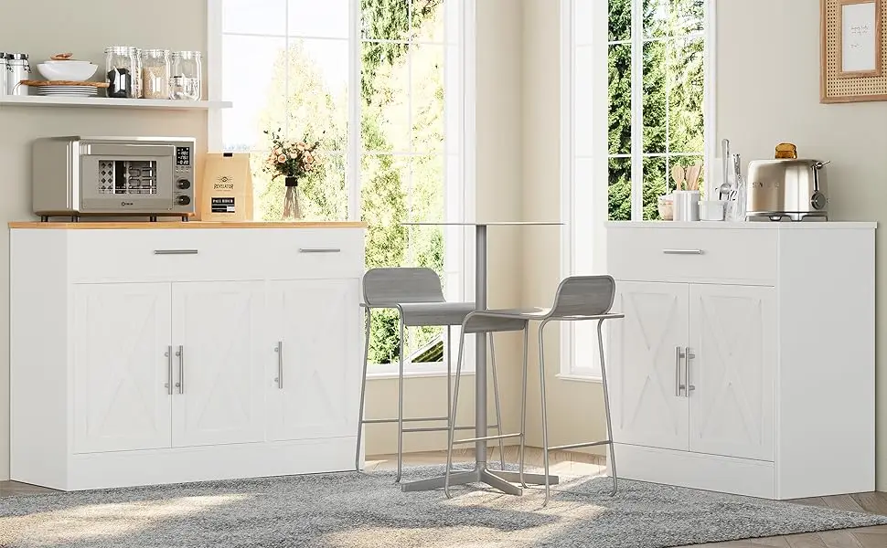 Shintenchi Modern Farmhouse Sideboard Buffet Cabinet with Storage 