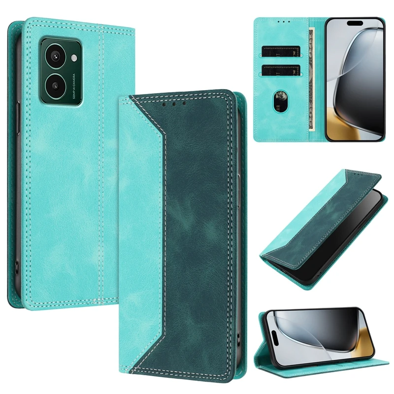 Magnetic Flip Case - Fashion Color Block Leather Phone Cover