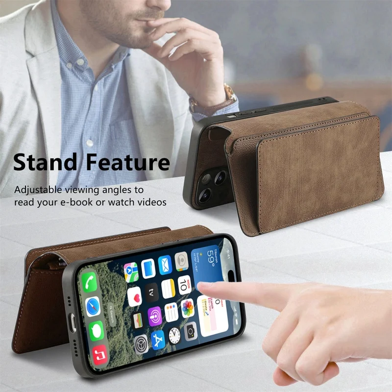 Versatile Leather Wallet Phone Case with Multi Card Slots and Retro Buckle Cover