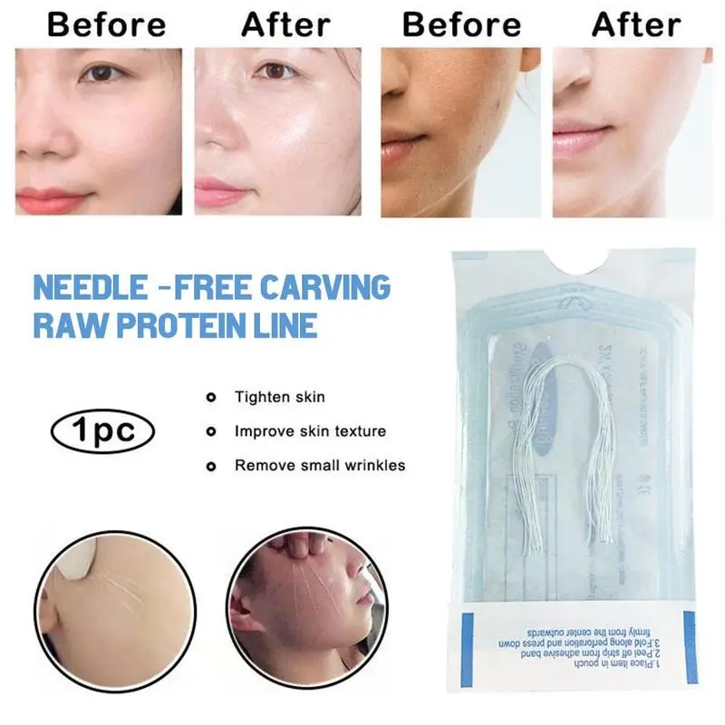 60/120pcs Absorbable No Needle Gold Protein Line Anti-wrinkle Face Filler Lift Firming Collagen Thread Anti-Aging Skin Care 3