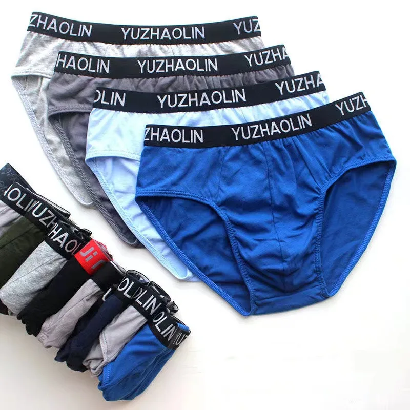 

Pure Cotton Triangle Men's Underwear With Letter Tendons Youth Cotton Waist Fashionable and Loose Fitting Men's Underwear