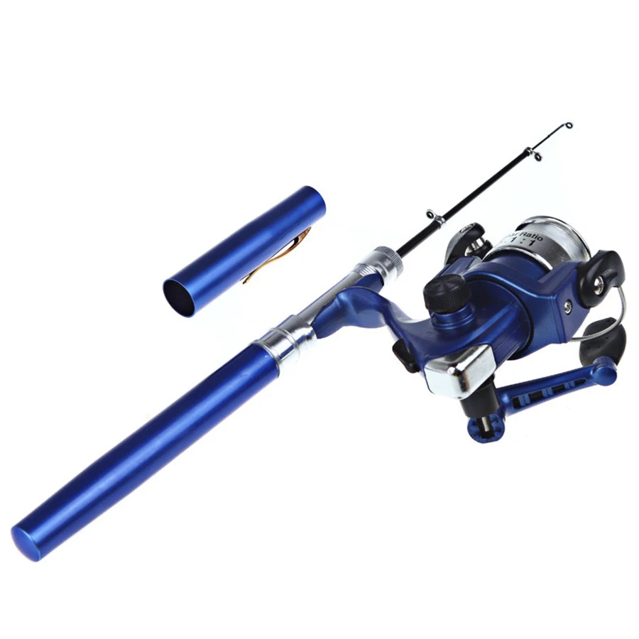 Kit Pêche Portable Stylo Moulinet Alliage Kit Pêche Miniature HUIOP - Canne Stylo Télescopique Avec Moulinet Alliage Aluminium Canne 99cm Pliable