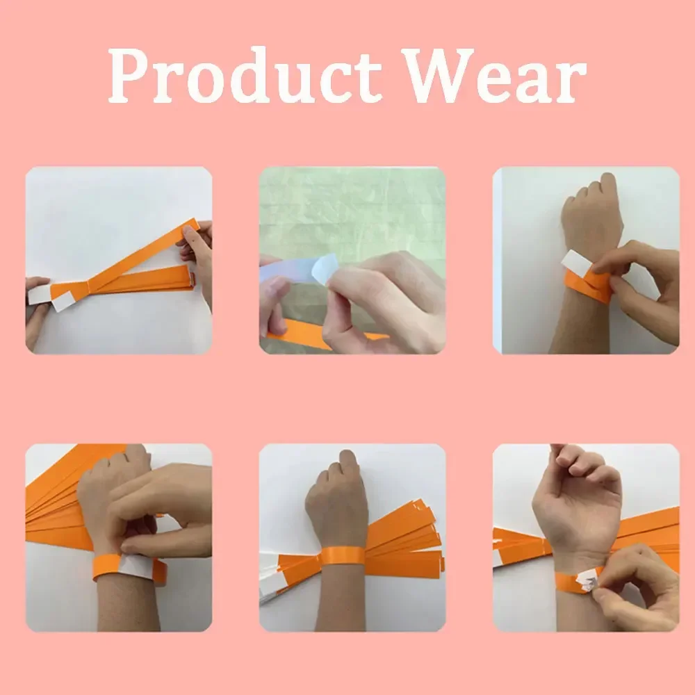 1000Pcs Party Paper Bracelet Synthetic Paper Plastic for Tyvek Wristbands Sticky Wristband Print Pattern Party Wristbands