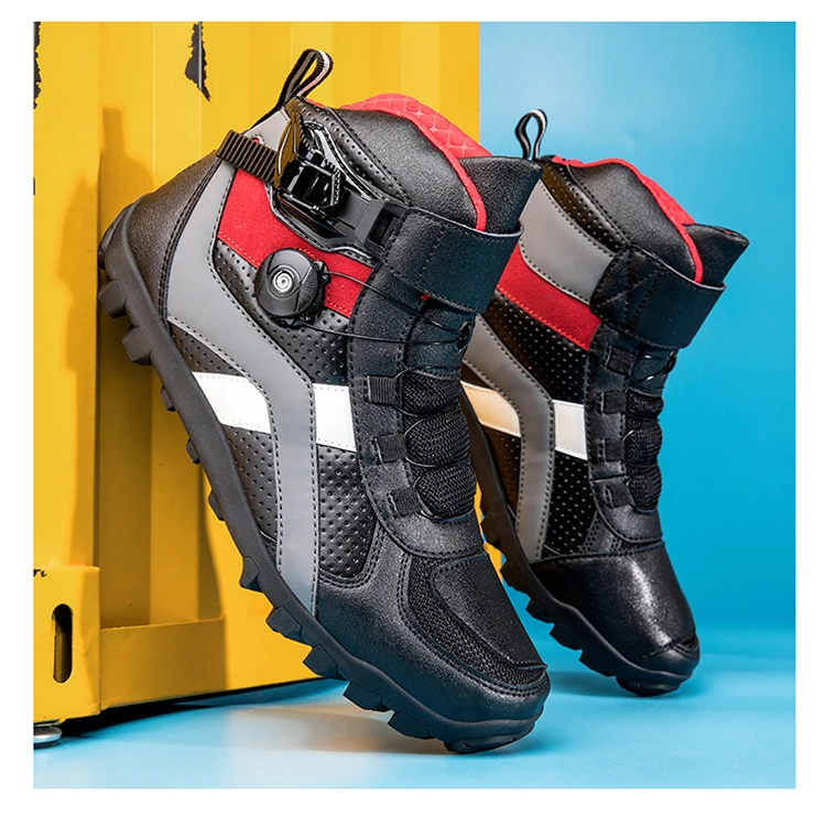 Riding boots, motorcycle mesh breathable off-road men's and women's leather rally boots, waterproof motorcycle equipment, summer