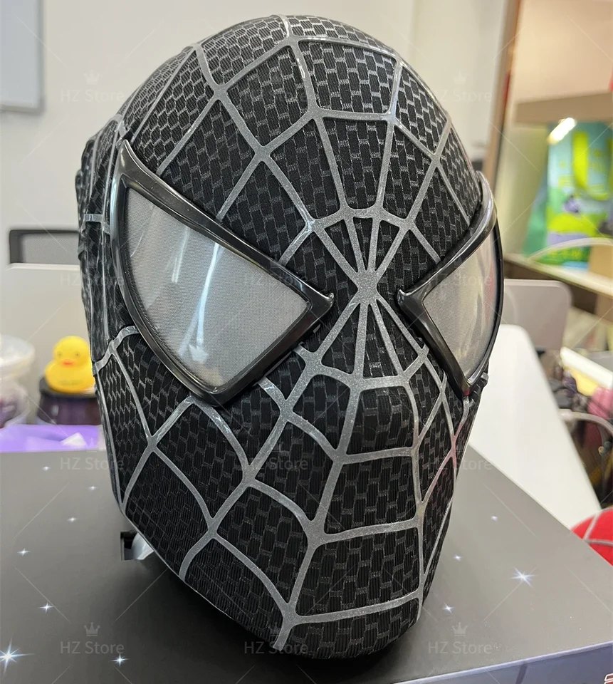 スパイダーマン マスク 3D サム・ライミ版 LEDモデル　1/1　black ブラックスパイダーマンマスク、フェイスシェルレンズ付きトビー